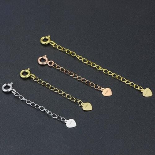 1pcs Pure Solid 18K Gold Chain Luck Rolo with heart Extended Chain 3.5cmL 5.5cmL 7.5cmL / 18K Yellow / Rose / White Gold