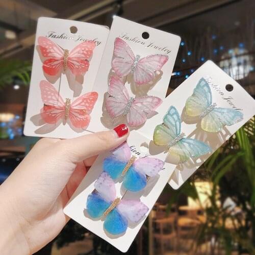 2pcs/set Butterfly Hairpins for Girls Children Hair Clips Baby Kid Hair Pins Hairgrips Hairstyle Hair Accessories Headwear
