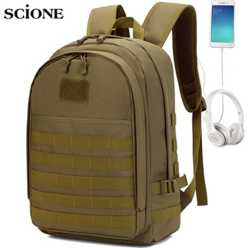 40L USB Men Camping Backpack Military Tactical Bag Male Hiking Rucksack Army Molle Bag Camouflage Hunting Outdoor BagXA771WA