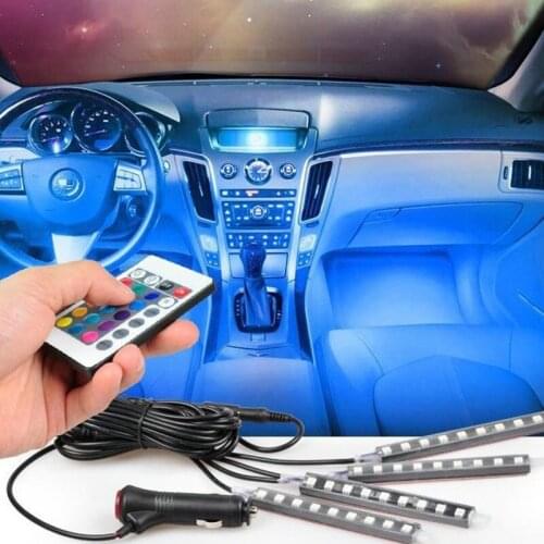 50Pcs/Lot Voice Control Wireless Remote Car RGB LED Neon Interior Romantic Cool Light Lamp Strip Decorative Lights