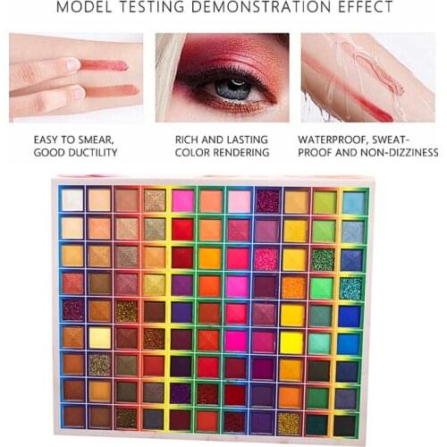 99 Colors Eyeshadow Palette Holographic Fluorescent Shiny Matte Glitter Pigment Eye Shadow Pallete Eye Makeup 8pcs Brush sombras