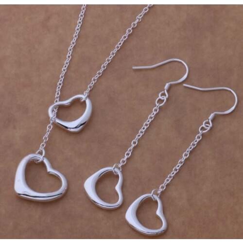 AS076 Lucky Silver Color 925 Jewelry Sets For Women Earring 187 + Necklace 599 /bfsajwza Adsaiuza