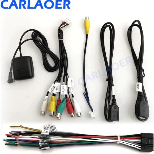 Car Android radio power cable GPS antenna RCA reversing rear view RCA 2 USB extension cable