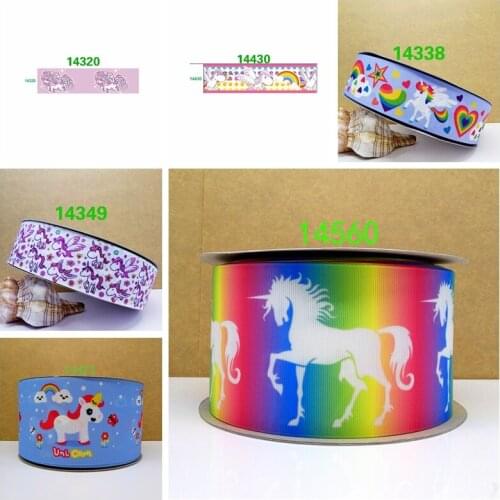 Free shipping 50 yards Unicorn printed grosgrain ribbon 14473