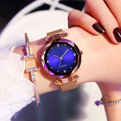 Rose Gold Women Watches Starry Sky Watch Magnetic relogio feminino Rhinestone Quartz Wristwatch Female Diamond Watch for WOMEN