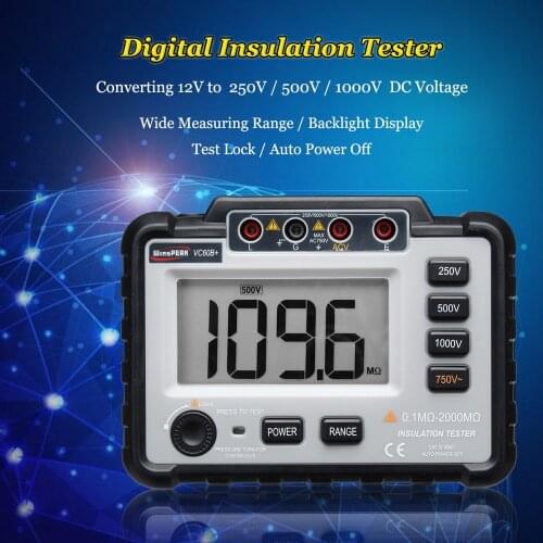 VC60B+Digital Insulation Tester with LCD Backlight DC Voltage Converter for Motors Cables Mechanical Electrical Equipment