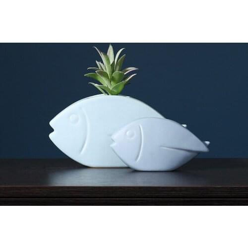 Nordic Style Decorative Vase Ceramic Fish Shape Ins Living Room Home Soft Decoration Tabletop Decor