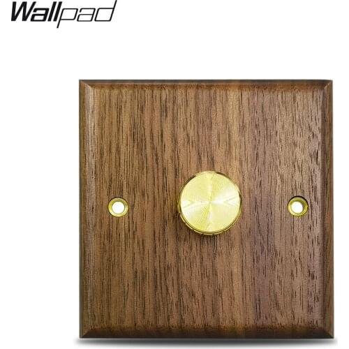 Wood FAN Switch Wallpad WALNUT Wood Panel Brass Button Rotary Fan ON OFF Speed Control Switch Best Sellers