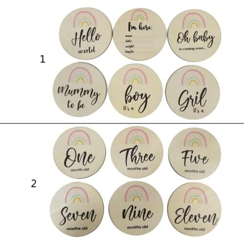 6 Pcs/Set Newborn Birth Monthly Recording Card Baby Rainbow Month Milestone Cards Baby Photography Props Toy