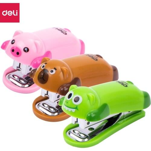 Deli Mini Stapler Animal Cartoon 1 Set with staples cute stapler stationery office supply School accessories E0452 E0453