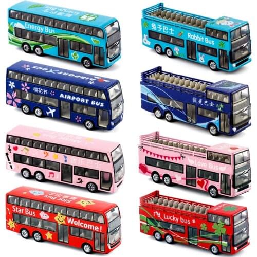 Hot-selling 1:64 alloy pull back double-decker convertible bus,mini bus model,city sightseeing tour bus,free shipping