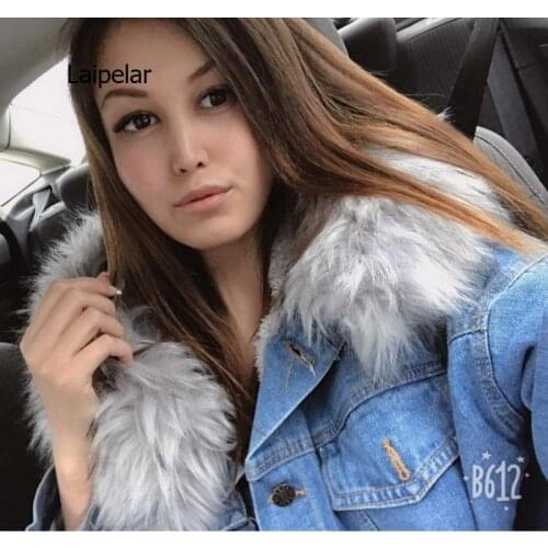 Denim Jacket Winter Big Fur Collar Korean Locomotive Lamb Coat Female Student