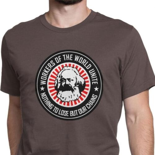 Karl Marx Workers Unite Mens Tee Shirts Funny Cotton Tees Tops Communism Marxism Socialism Tshirts Camisas Hombre