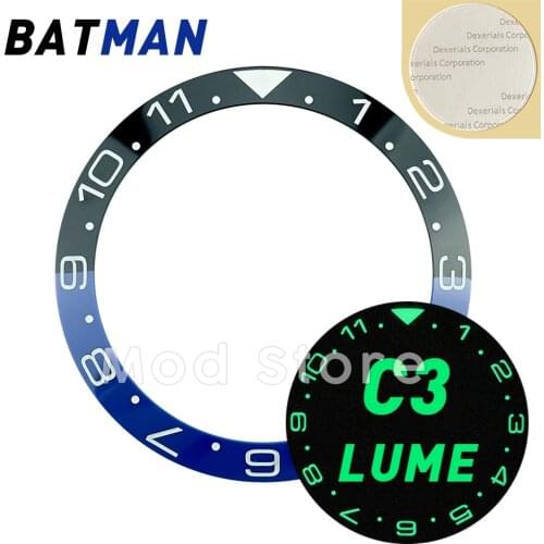 HOT 38MM 12Hours Dual-Time Ceramic Bezel Insert Set For SKX007/009/011 Mod Sloping Design Super C3 Lume