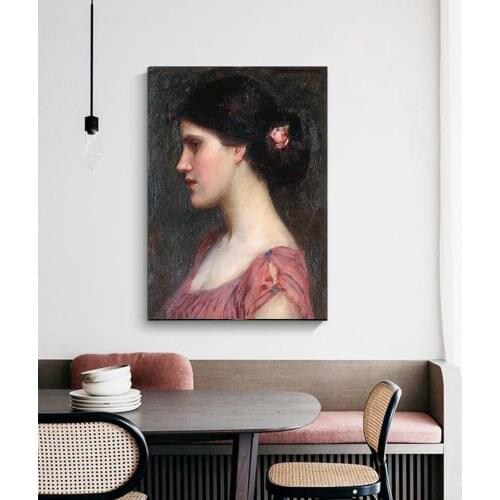 Citon William Waterhouse《Portrait of a Girl》Canvas Art Oil painting Artwork Poster Picture Modern Wall Decor Home Decoration