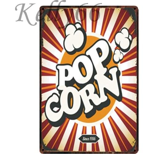 [ Kelly66 ] Movie Time Popcorn Buttery Fresh Metal Sign Tin Poster Home Decor Bar Wall Art Painting 20*30 CM Size y-1911