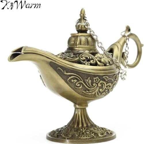 KiWarm Traditional Hollow Out Fairy Tale Aladdin Magic Lamp Tea Pot Genie Lamp Vintage Retro Toy For Home Decor Ornaments