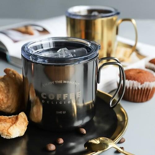 Industrial Style Stainless Steel Coffee Mugs 350ML Breakfast Milk Cups Juice Water Mugs Office Gift Home Restaurant Bar Supplier
