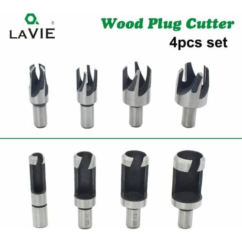 LAVIE 4PCS Wood Plug Cutters Set Woodworking Cutting Tool Wood Drill Bit Claw Cork Drill for Wood 5/8 1/2 3/8 1/4 DB03010