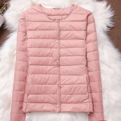 2021 New Winter Women Down Coat Ultralight Collarless Duck Down Jacket Female Portable Padded Parkas Ladies Puffer Overcoat Q68