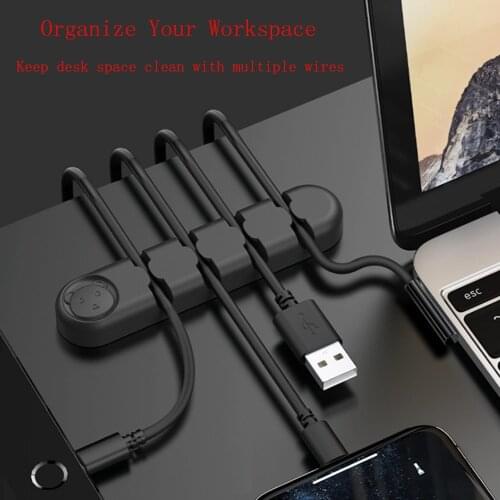 TOPK Cable Organizer Silicone USB Cable Winder Desktop Tidy Management Clips for Mouse Headphone Wire Clamp Cable Holder