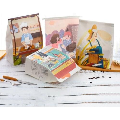 Film Paper Bag Sliced Toast Window Bag Wire Tied Freshly Baked Wrapping Thickened Grease-proof Bread Bag Disposable 50pcs