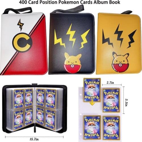 Pokemon Cards Album Book Poke Ball Pikachu PU Anime Game Card EX GX Holder Top Loaded List Holds Up to 400 Cards Toys Gift