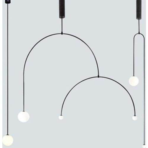 Nordic Post-Modern Iron U Line Hanging Lamps for Dining Room Bedroom Lamp Living Room Decor Designer LED Pendant Lights Fixtures