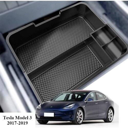 Tesla Model For 3 auto Accessories Car Central Armrest Storage Box Black Auto Container Glove Organizer Case 2019