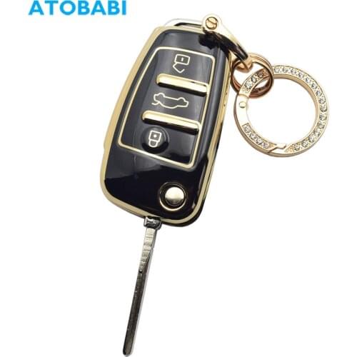 TPU Car Key Case 3 Buttons Folding Keychain Remote Control Fobs Protector Cover For Audi A1 A3 A6 Q2 Q3 Q7 TT TTS R8 S3 RS3 RS6