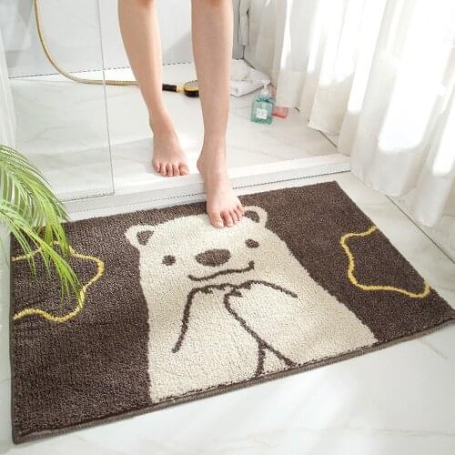Thicken Cartoon Flocking Bath Mat Non-slip Absorbent Microfiber Bathroom Rug Home Entrance Kitchen Door Mat Super Soft Carpet