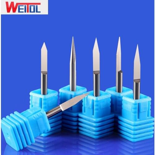 WeiTol 3.175mm 10pcs/lot V shape engraving bits PCB router bits carbide milling tools acrylic engraving bits