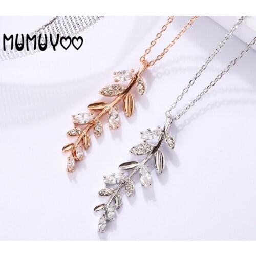 SWA Fashion Jewelry High Quality Charm Leaf Crystal Pendant Lady Necklace Straw Shape Leaf Branch Leaf Necklace Pendant Jewelry