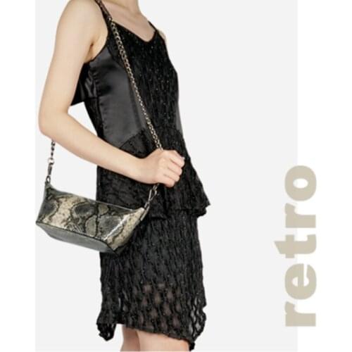 Luxury Leather Serpentine Retro hobo Shoulder Bag For Women Trendy Vintage Handbag Female Casual Zipper Half Moon Messenger Bag