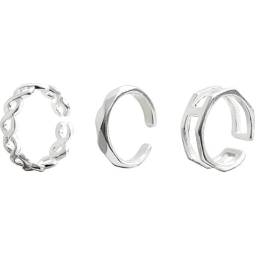 Luckydays Geometric Earrings Female Double Twist joint No Pierced Hollow Clip Ear Cuff Clip earring 3pcs/set