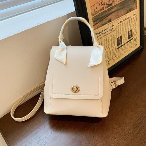 Ladies Simple Backpack Student School Bag Solid Color PU Ladies Backpack Fashion Backpack College Style Female Bag