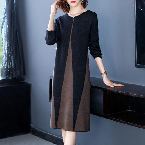 Woman Sweaters Pullover Sweater Womens over-the-Knee Knitted Dress Womens Spring Sweater Leisure Skirts Femme Chandails
