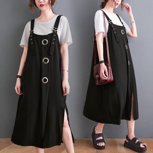 Japanese Style Sweet Girls Chic Street Fashion Dress 2021 New Arrival Sleeveless Loose Summer Dress Women Casual Strap Dress