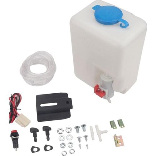 1.5L Windshield Washer Fluid Tank 12V Washer Pump Kit with Switch Hose Nozzles Car Wash Accessories Supplies