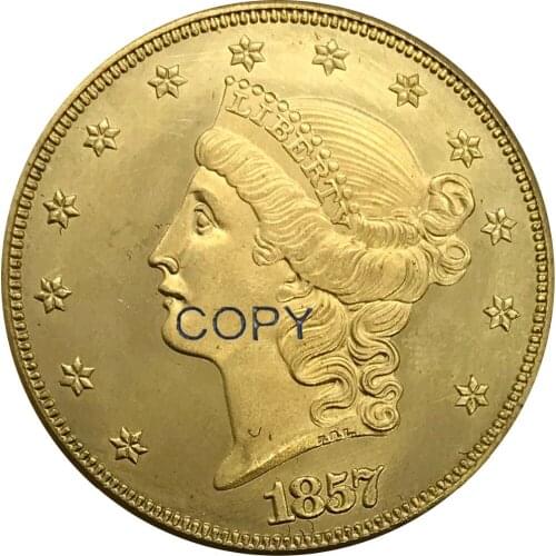1857 United States 20 Dollars Liberty Head Double Eagle gold coin Brass Collectibles Copy Coin