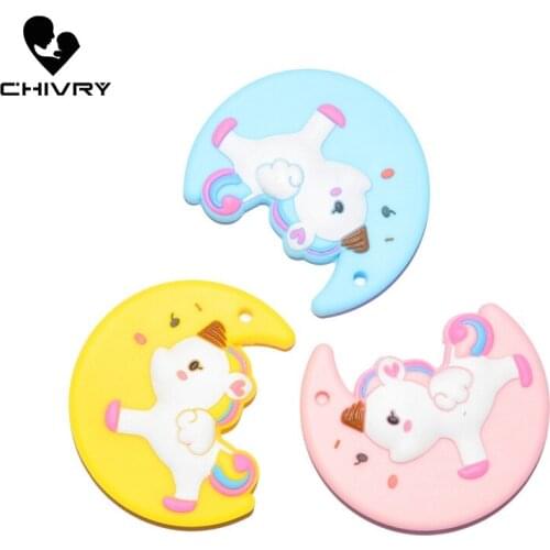 30Pcs Cute Cartoon Baby Teether Food Grade Silicone Animal Unicorn Shape Baby Teething Necklace Toys DIY Newborn Gifts