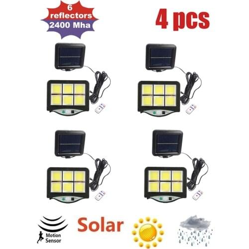 4pcs seperable 120LED Solar Waterproof Motion Sensor Security Outdoor Light Wall Light 270 Degrees Wide Angle of 3 Modes Suitabl