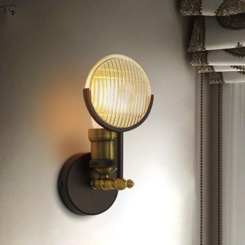 American Vintage Car Industrial Lamp Black Gold LED Wall Sconces Light Fixture Stair Aisle Bedside Living Room Cafe Bedroom Bar