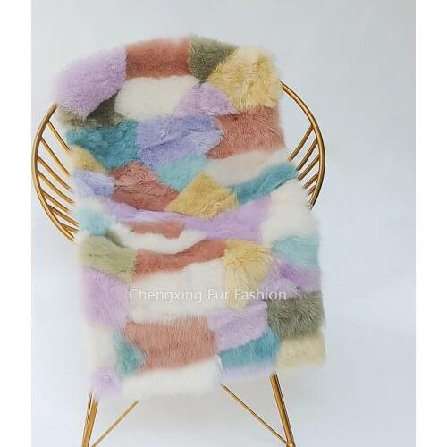 CX-D-180 Bedroom Decor Fashion Sheepskin Rugs Patchwork Real Sheep Fur Blanket Throws