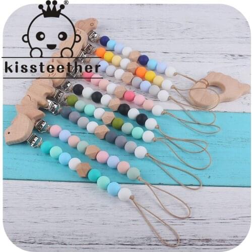 Kissteether Baby Pacifier Clip Chain Silicone Bead Animal Pacifier Clip Without BAP Nipple Clip Baby Bottle Clip Chain