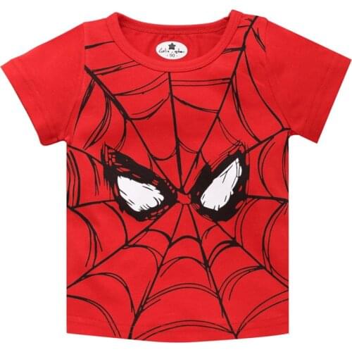 Disney Car Childrens clothing Spiderman childrens T-shirt summer cartoon short-sleeved cotton boy baby T-shirt