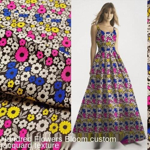 Designer sewing jacquard fabric hundreds of flowers contend for color-dyed jacquard fabric dress suit brocade cheongsam fabric