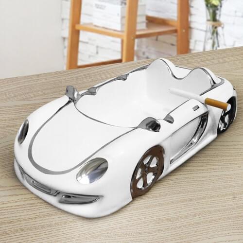 Porcelain Racing Car Model Ashtray Decorative Ceramics Roadster Miniature Tobacco Ash Receiver Ornament Handicraft Accessories