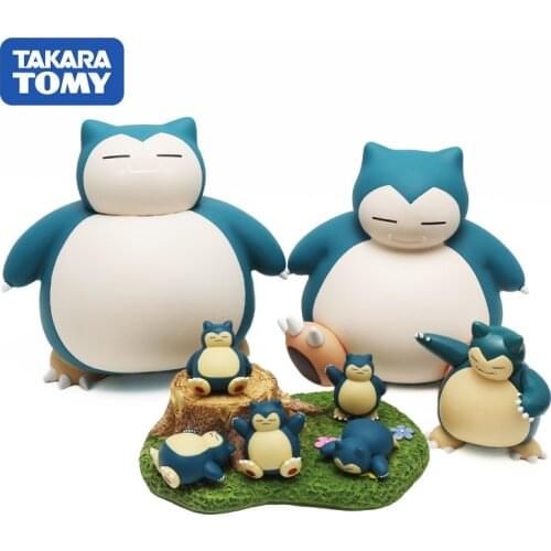 Takara Tomy Pokemon Snorlax Model Hand-made Gashapon Big Scene Stump Tree Hole Car Decoration Creative Gift