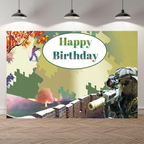 Seekpro Photography Background boys Happy birthday party cartoon military CS soldier Backdrop Photo Photocall